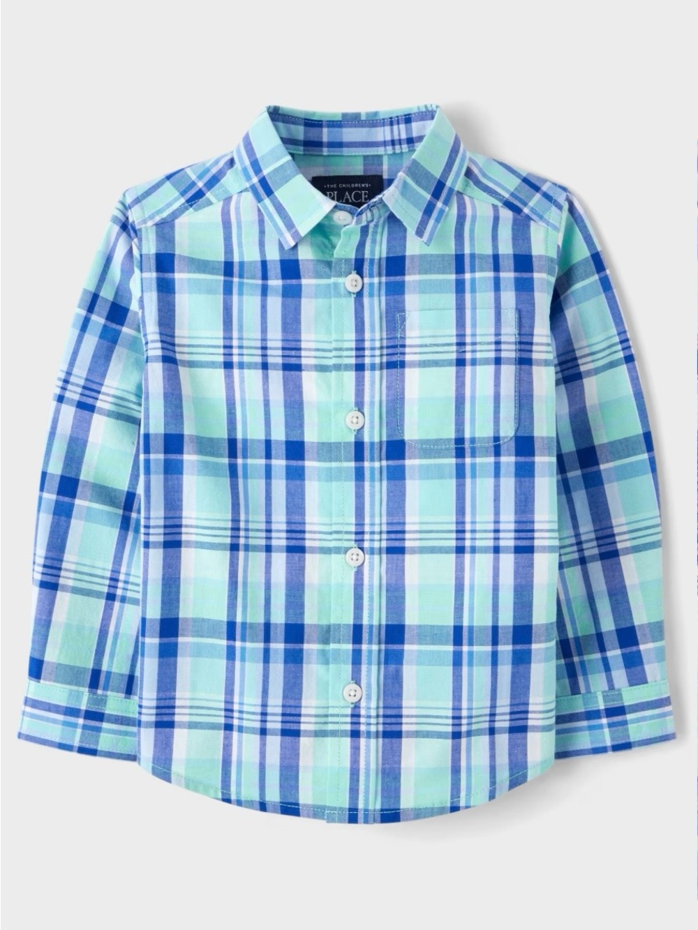 The Children's Place Boys' Blue Plaid Button-Up Shirt